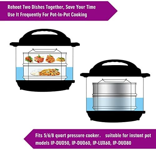 Aozita Stackable Steamer Insert Pans with Sling for Instant Pot Accessories 6/8 qt - Pot in Pot, Baking, Casseroles, Lasagna Pans, Food Steamer for Pressure Cooker, Upgrade Interchangeable Lids