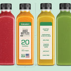 16oz 20pcs Juice Bottles With Caps - MADE IN USA Juice Containers With Lids For Fridge - Juicer Bottles With Tamper Evident Caps, Shatterproof, BPA-Free, Leak proof, Disposable & Recyclable