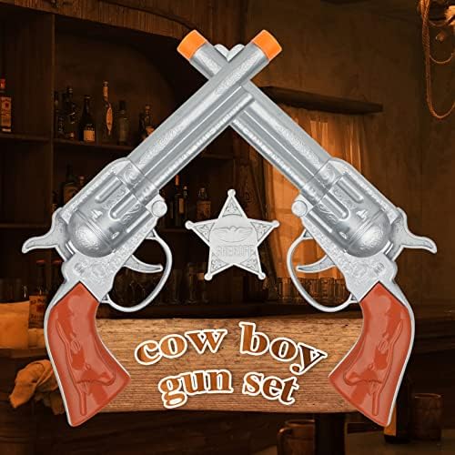Cowboy Toys Set, 6Pieces Brown Adjustable Cowboy Gun Belt and Holster for Kids, Vintage Dress-up Accessories Costume for Halloween