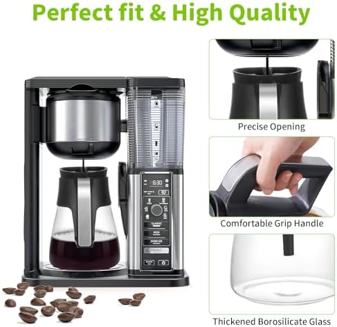 CM401 10-Cup Coffee Pot Replacement for Ninja Specialty Hot & Iced Coffee Maker, Compatible with Ninja CM400 CM371 CFN601 CFP101 CP300 CP301, Glass Carafe with Brew-Through Lid