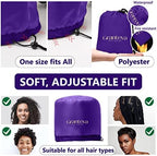 Bonnet Hair Dryer w/A Headband Integrated That Reduces Heat Around Ears & Neck - Hair Dryer Diffuser Cap for Hair Dryer Curly Hair, Speeds Up Drying Time, Deep Conditioning at Home - Large (Purple)
