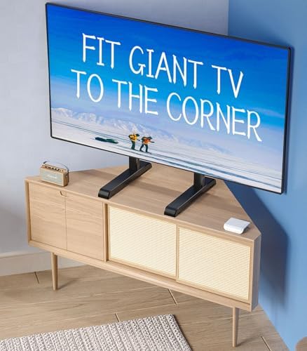 Universal TV Stand, Table Top TV Stand Base Replacement for Most 37 to 86 Inch LCD LED TVs, 7 Height Adjustable TV Legs with Cable Management Hold up to 150lbs, Max VESA 800x600mm, Black AX10TB01