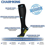 CHARMKING Compression Socks for Women & Men (8 Pairs) 15-20 mmHg Graduated Copper Support Socks are Best for Pregnant, Nurses - Boost Performance, Circulation, Knee High & Wide Calf (S/M, Multi 32)