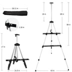 RRFTOK Art Painting Display Artist Easel Stand,Aluminum Metal Tripod Adjustable Easel for Painting Canvases Height from 17 to 66 Inch,Carry Bag for Table-Top/Floor Drawing and Displaying(3pack).