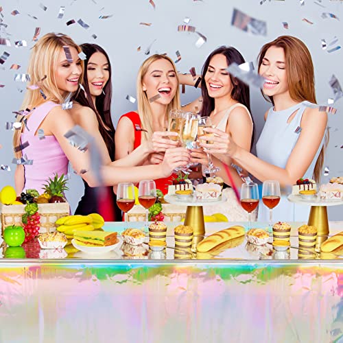 8 Pack Iridescence Plastic Tablecloths Shiny Disposable Laser Rectangle Table Covers Holographic Foil Tablecloth Iridescent Party Decoration Birthday Bridal Wedding Christmas 54" x 108"(Laser)