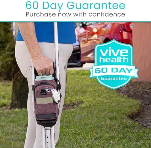 Vive Crutch Accessories Bag - Pouch for Crutches - Accessory Storage Carry Kit for Women, Men, Adults, Kids - Cup and Bottle Pocket Holder with Ergonomic Design (Purple)