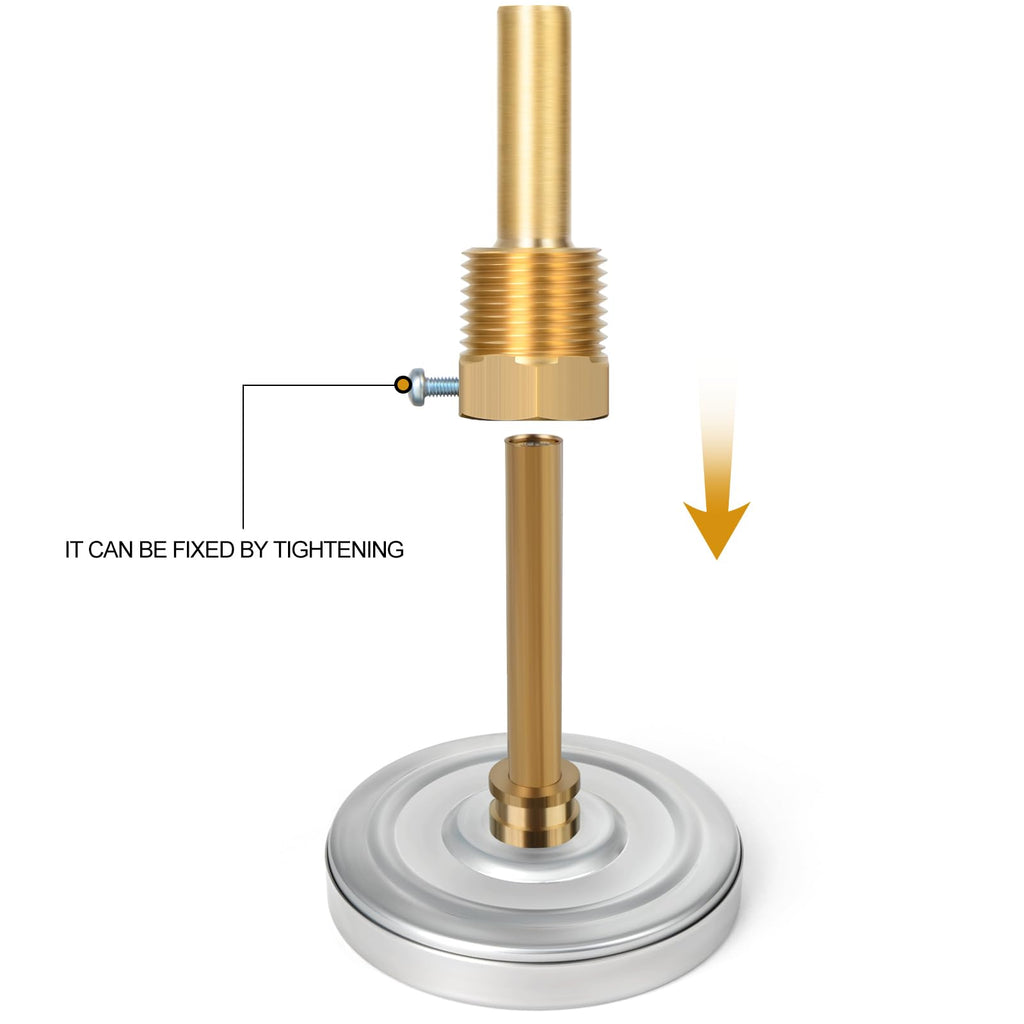 MEANLIN MEASURE 1/2" NPT Bimetal Thermometer for Hot Water, Boilers and Pipes, 3" Dial, 6" Lead-Free Brass Stem, Temperature Range 0-250°F/-20-120°C, Accuracy 2%, Center Back Mount