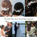 CASDRE Flower Bride Wedding Hair Vine Pearl Bridal Headpiece Leaf Hair Accessories Hair Piece for Women and Girls (B Gold)