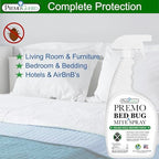 Bed Bug Killer Spray by Premo Guard 24 oz – Fast Acting Bed Bug Treatment – Stain & Scent Free – Child & Pet Safe – Best Extended Protection – Natural & Non Toxic Formula