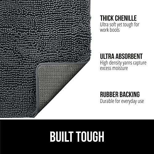Gorilla Grip Soak Stopper Absorbent Indoor Chenille Doormat, 36x24, Muddy Dog Washable Mat, Quick Dry Soft Microfiber, Durable Rubber Backing, Absorbs Water and Moisture, Door Mat for Entry, Charcoal