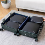 BAGAIL 4 Set/6 Set/8 Set Compression Packing Cubes Travel Accessories Expandable Packing Organizers(Black ClothPattern 4 Set)