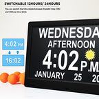 MAXCULUX 【Upgraded】 11.5" Large Digtal Clock with Day and Date for Seniors, Auto DST, 19 Alarms & Auto Dimmable, Non-Abbreviated Clock for Elderly Dementia Alzheimers