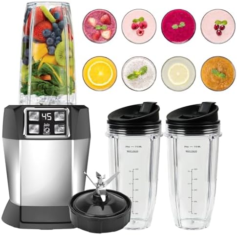 2 Packs Ninja Blender Cups &7 Fins Ninja Blender Blade Replacement Compatible with BN401 BN751 BN801 BL642 BL480-30 BL490-30 BL640 CT680 CT640C CT641 NN100 NN210 NN102 BL2012