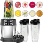 2 Packs Ninja Blender Cups &7 Fins Ninja Blender Blade Replacement Compatible with BN401 BN751 BN801 BL642 BL480-30 BL490-30 BL640 CT680 CT640C CT641 NN100 NN210 NN102 BL2012