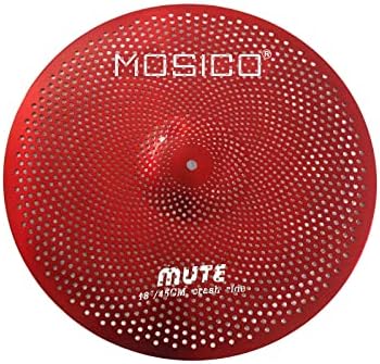 Low Volume Cymbal Mute Cymbal Pack Red 6 Pieces 10" Splash+14"hi-hat+16"crash+18"crash+20"ride FREE Cymbal Bag Silent Cymbals for Practice Drum Set