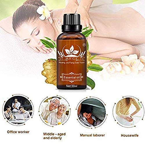 5 Pack Ginger Oil 100% Pure Natural Lymphatic Drainage Ginger Oil,SPA Ginger Massage Oils Repelling Cold and Relaxing Active Oil-30ml/Bottle