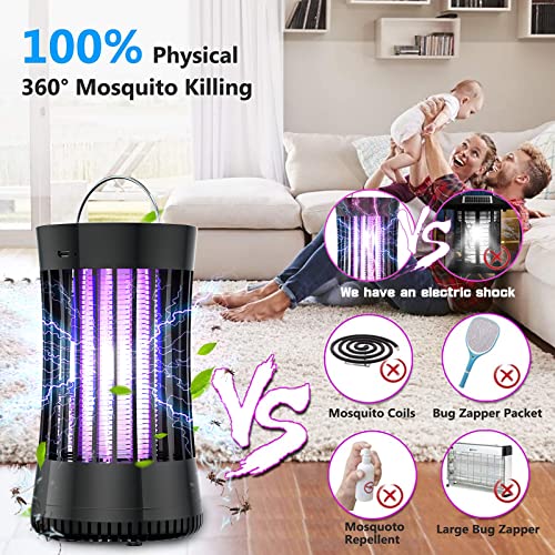 AICase Portable USB Electronic Rechargeable Mosquito Killer Lamp/Bug Zapper for Summer Trip,Outdoor Camping,Patio,Home and Garden,Mosquito Trap Indoor,Moth Trap/Bug Killer/Mosquito Killer Light(Black)