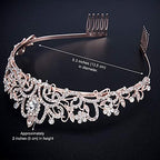COCIDE Tiara Crystal Crowns Princess Rhinestone Crown with Combs Bride Headbands Bridal Wedding Prom Birthday Party Hair Accessories Jewelry for Women Girls (Rose Gold)