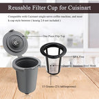 Replacement Parts Grey Reusable Filter Cup, Compatible with Cuisinart Single Serve Coffee Makers 3 Pack