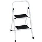 JungleA 2 Step Ladder Folding Step Stool,Small Foldable Home Step Stool for Kids Adults,Wide Anti-Slip Pedal,350 lbs Load Capacity,Lightweight Portable White Step Stool Ladder for Bed,Closet,Kitchen