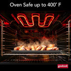 GoodCook 15” x 10.5” Nonstick Carbon Steel Baking Pan & Raised Wire Rack – Pizza Crisper, Crispy Bacon, Multipurpose Cooking Sheet Pan, Cooling Rack, Kitchen Cookware Set, Dishwasher Safe