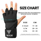 WYOX Gel Quick Hand Wraps for Boxing MMA Kickboxing - EZ-Off & On - Padded Knuckle with Wrist Wrap Protection for Men Women Youth (Black, S-M)