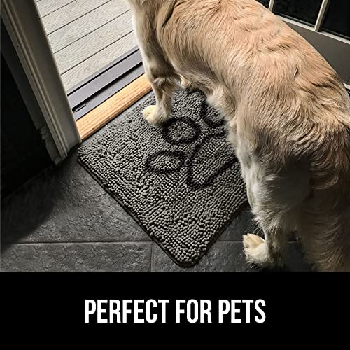 Gorilla Grip Soak Stopper Absorbent Indoor Chenille Doormat, 36x24, Muddy Dog Washable Mat, Quick Dry Soft Microfiber, Durable Rubber Backing, Absorbs Water and Moisture, Door Mat for Entry, Gray