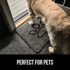 Gorilla Grip Soak Stopper Absorbent Indoor Chenille Doormat, 36x24, Muddy Dog Washable Mat, Quick Dry Soft Microfiber, Durable Rubber Backing, Absorbs Water and Moisture, Door Mat for Entry, Gray