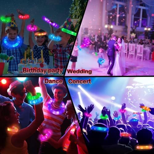 24 PCS Light up Party Favors Supplies for Kids 4-8-12,Bulk Valentines Glow Sticks Bracelet Necklace Accessories for Toddlers,Neon Birthday Return Gifts Treats, Mardi Gras Goodie Bag Stuffer Fillers