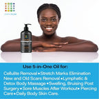 Anti Cellulite Massage Oil with Collagen Stem Cells, Arnica Oil for Lymphatic Drainage, Pain Relief, Sore Muscle, Stretch Marks, Scar and Keloid Removal, Piercing Care, Massager Tool, 8.5 Fl Oz
