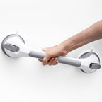 TAILINK 16 inch Shower Grab Bar Suction Cup, Grab Bars for Shower and Bathroom, Safety Handrail for Elderly and Seniors, Waterproof Removable & Reusable No Drilling Bathtub Handle, Grey