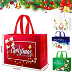 12 Pack Large Christmas Gift Bags with Tissue Paper - Reusable Christmas Tote Bags Non-Woven, Xmas Shopping Bags with Handles, for Christmas Treat Bags, Gifts Wrapping, Xmas Party Supplies 12.6'' X 9.8'' X 4.5''… (12 Pack)