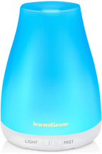 InnoGear Essential Oil Diffuser, Upgraded Diffusers for Essential Oils Aromatherapy Diffuser Cool Mist Humidifier with 7 Colors LED Lights 2 Mist Mode Waterless Auto Off for Home Office Room, White