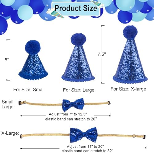 ADOGGYGO Dog Birthday Party Supplies, Multi Size Offered, Birthday Boy Dog Bandana, Dog Birthday Hat with Numbers for Large X-Large Dogs Pets (X-Large, Blue)