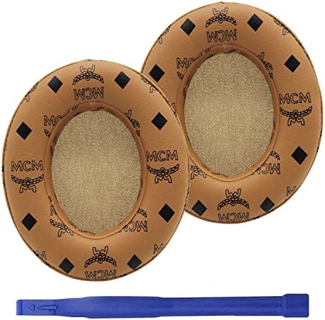 Replacement Ear Pads Protein PU Leather Ear Cushion Compatible with Beats by Dr.Dre Studio 2.0 Studio 3 B0500 B0501 Wired Wireless Over-Ear Headphones (Floral Brown)