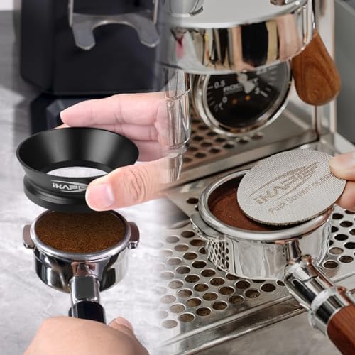 54mm Espresso Dosing Funnel and Puck Screen Set, Magnetic Espresso Dosing Ring, Reusable Stainless Steel 53mm Coffee Filter Compatible with Breville 54MM Portafilter Espresso Machine Accessories