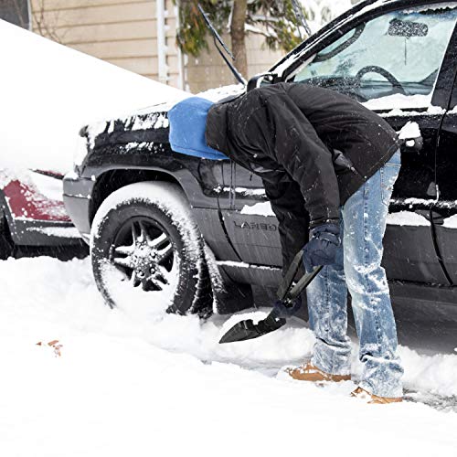 ORIENTOOLS Snow Shovel, Folding Snow Shovel for Snow Removal, Lightweight Portable with D-Grip Handle and Durable Aluminum Edge Blade, Emergency Snow Shovel for Car, Truck, Camping (Black, Blade 9")