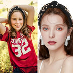 YARIEW Football Headbands for WomenPearl Rhinestone Jeweled Knotted Headband for Women Fashion Headband Wide Game Day Sports Hair Accessories Gift for Football Mom Fans Christmas (Black)
