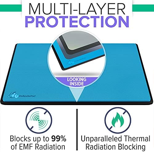 DefenderShield Laptop Pad for EMF Protection – DefenderPad EMF Blocker Pad That Protects from Heat, Battery & Wireless RF Emissions – Durable, Non-Slip Design for Laptops Up to 17” – Black
