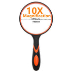 HOMEGOAL Magnifying Glass 10x Handheld Reading Magnifier with Cleaning Cloth-100MM 4INCHES Large Magnifying Lens with Non-Slip Soft Handle for Seniors Book Newspaper Reading and Kids Nature Hobby Exploration