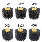 YKLP 5 Inch Abrasive Nylon Drawing Wheel,Drum Burnishing Brush for Wooden Furniture Floor Polishing 120 Grit