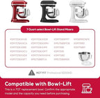 7 QT Stainless Steel Mixing Bowl with Lid for KITCHENAID BOWL-LIFT STAND MIXERS, Dishwasher Safe Replacement Bowl with Handle & Mixer Bowl Cover Set