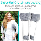Vive Sheepskin Crutch Pads & Hand Grips for Adults, Kids, Crutches, Armpits - Accessories Knee Scooter Foot Injuries Pillow for 5ft Medical 6 feet Youth Padding Arm Underarm Folding Walking Crutches