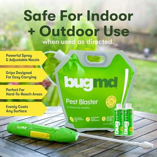 BugMD Blaster Kit - 2 Pack Pest Control Essential Oil Concentrates 3.7 oz and 1 Pest Blaster - Plant-Powered Bug Spray for Home, Insect Killer, Ant Killer for House, Flea Spray for Home, Roach Spray