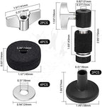 Facmogu 13PCS Cymbal Replacement Accessories, Standard Hi-Hat Clutch, Drum Cymbal Felt Pads Include Wing Nuts & Washers & Plastic Cymbal Sleeves, Replacement for Drum Set - Black