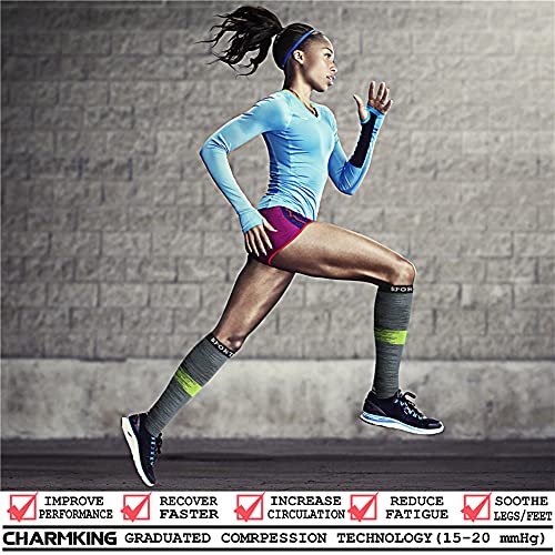 CHARMKING Compression Socks for Women & Men (8 Pairs) 15-20 mmHg Graduated Copper Support Socks are Best for Pregnant, Nurses - Boost Performance, Circulation, Knee High & Wide Calf (S/M, Multi 19)