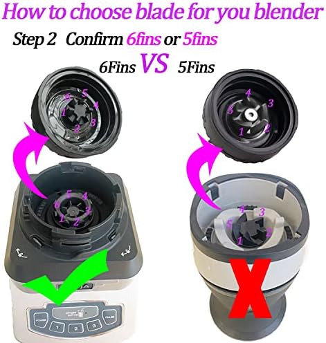 [UPGRADE] 6-Fin Male Blender Blade Replacement Parts for Nutri Ninja Blender BL660 BL770 BL780 BL740 etc.(Small 3.35inch blade)