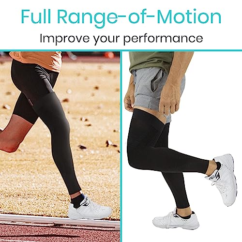 Vive Full Leg Compression Sleeves for Men & Women (Pair) - Knee, Calf, & Thigh Support Brace Wrap for Basketball, Football, Wrestling - Footless Long Running Accessories for Shin Splints (Medium)