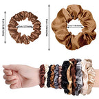 WILLBOND 24 Pieces Satin Hair Scrunchies Bulk Silk Elastic Hair Bands Ropes Ponytail Holder for Women Girls Accessories Decorations(Vintage Colors)