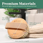 Bare Botanics Dry Body Brush for Lymphatic Drainage - Improve Circulation w/Gentle Exfoliation for Soft Skin - Ergonomically Designed w/Elastic Strap - Soft but Firm Natural Boar Bristles